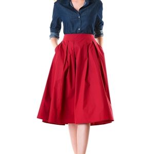 Red Pleated Skirt NWOT